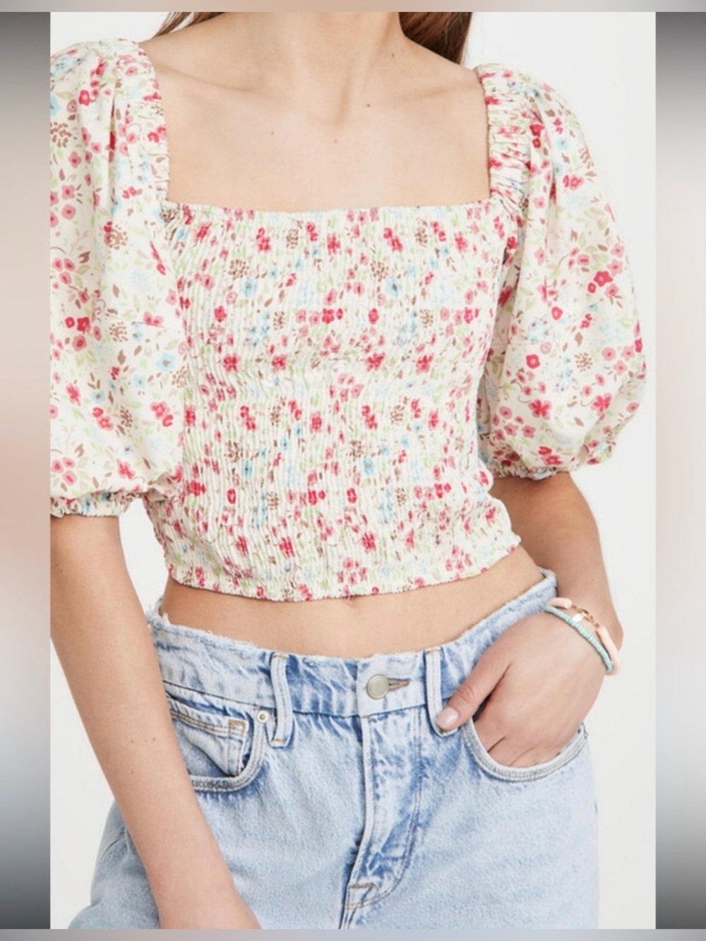REVOLVE Sockie Collective Puff Sleeve Smocked Top NWT!!